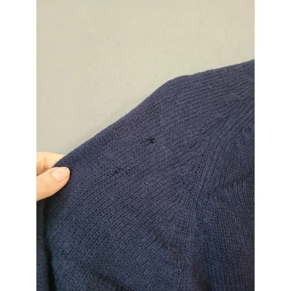 VTG Fox Collection Navy Wool Blend Sweater M Heritage Knit
